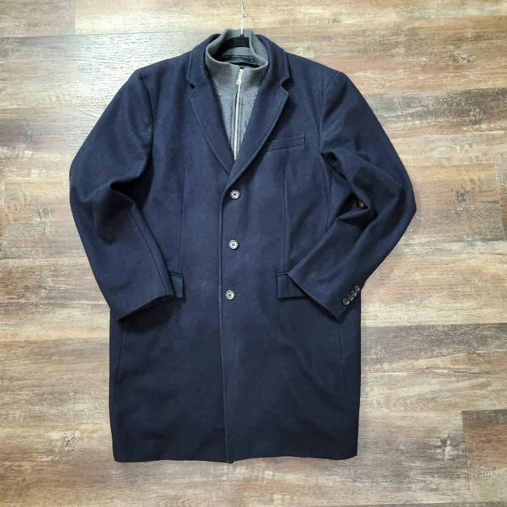 BANANA REPUBLIC MEN'S WOOL BLEND TOP COAT W/ REMOVABLE INSERT TURTLENECK SIZE XL